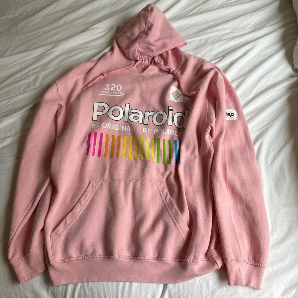 Polaroid Pink Hoodie with Multicolor Logo